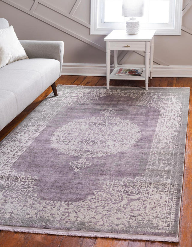 Purple 3' 3 x 5' 3 New Classical Rectangle Area Rug 70% Polypropylene & 30% Polyester Traditional Vintage Distressed Carpet for Interior Design Home Decor for Sale at Rug Engine