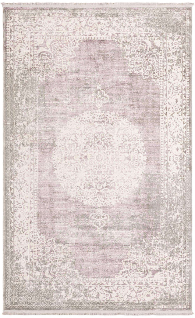 Purple 5' 1 x 8' New Classical Rectangle Area Rug 70% Polypropylene & 30% Polyester Traditional Vintage Distressed Carpet for Interior Design Home Decor for Sale at Rug Engine
