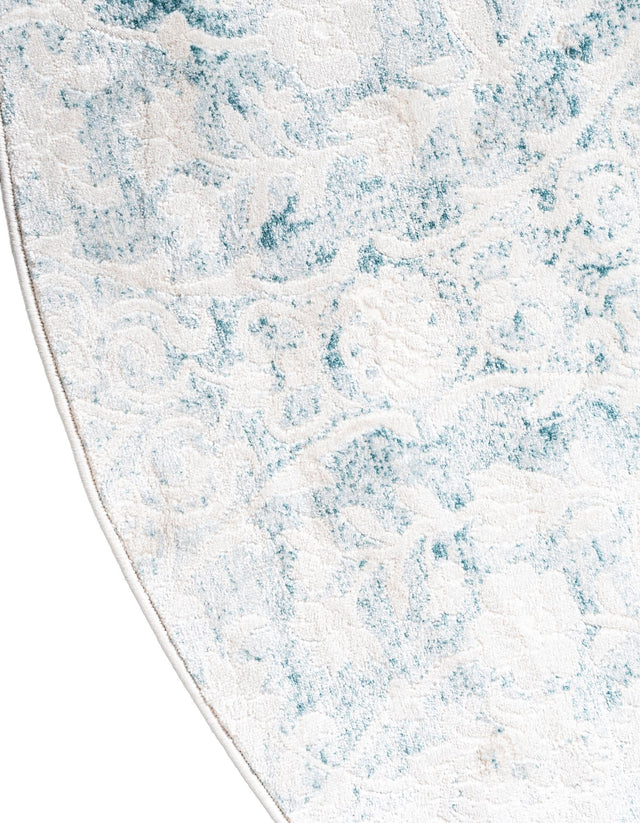 Light Blue 4' 1 x 4' 1 New Classical Round Area Rug 70% Polypropylene & 30% Polyester Traditional Vintage Distressed Carpet for Interior Design Home Decor for Sale at Rug Engine