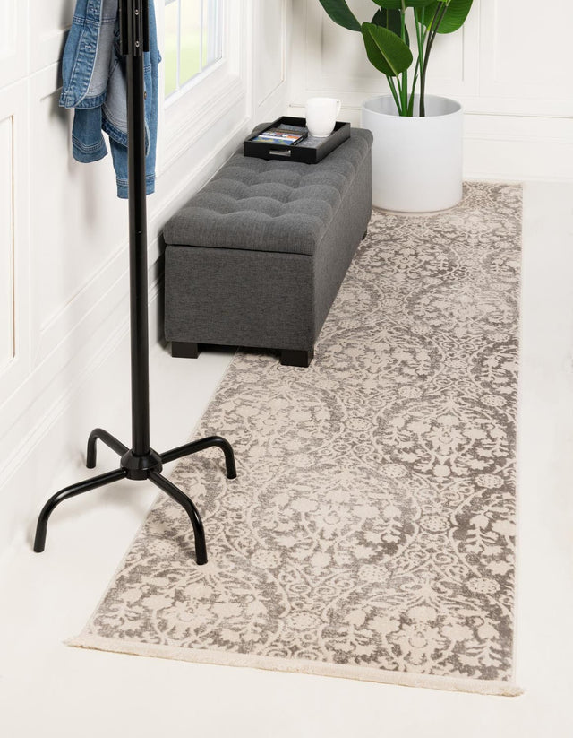 Light Gray 3' x 10' New Classical Runner Area Rug 70% Polypropylene & 30% Polyester Traditional Vintage Distressed Carpet for Interior Design Home Decor for Sale at Rug Engine