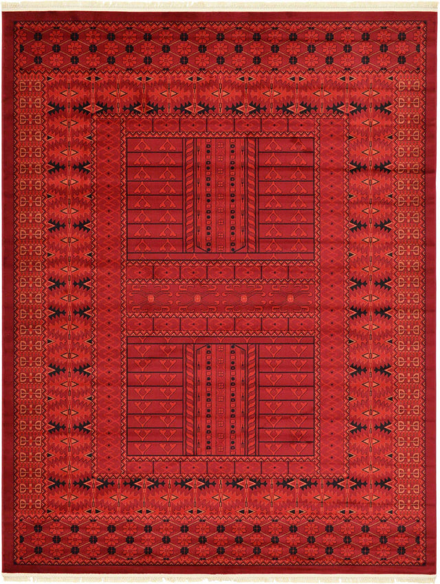 Red 9' x 12' Tekke Rectangle Area Rug Classic Traditional Vintage Design Carpet for Living Rooms, Dining, Bedrooms, Office Space for Sale at Rug Engine