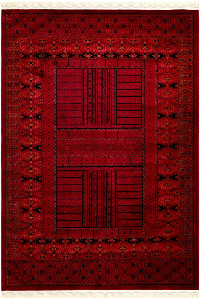 Red 7' 10 x 11' Tekke Rectangle Area Rug Classic Traditional Vintage Design Carpet for Living Rooms, Dining, Bedrooms, Office Space for Sale at Rug Engine