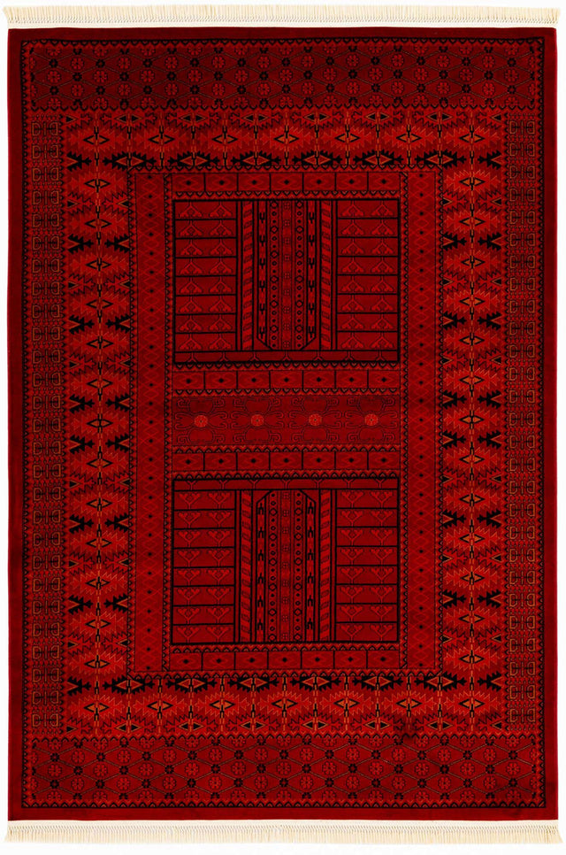 Red 7' 1 x 10' Tekke Rectangle Area Rug Classic Traditional Vintage Design Carpet for Living Rooms, Dining, Bedrooms, Office Space for Sale at Rug Engine