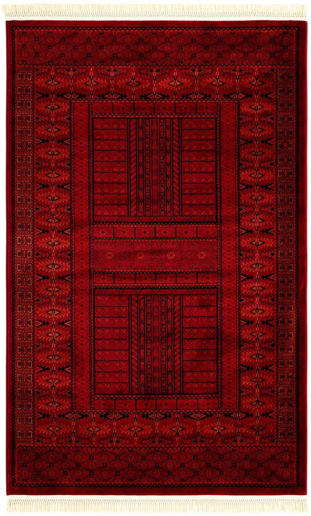 Red 5' 3 x 8' Tekke Rectangle Area Rug Classic Traditional Vintage Design Carpet for Living Rooms, Dining, Bedrooms, Office Space for Sale at Rug Engine