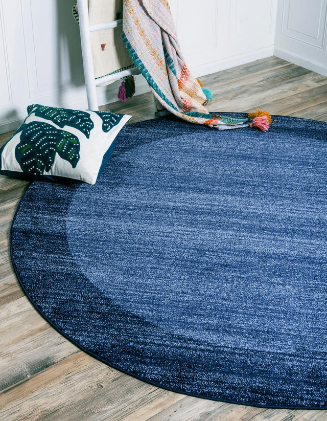 Navy Blue 6' 1 x 6' 1 Del Mar Round Area Rug 100% Polypropylene Easy Clean Stain Resistant Vivid Modern Carpet Mat for Home Decor Interior Designing for Sale at Rug Engine
