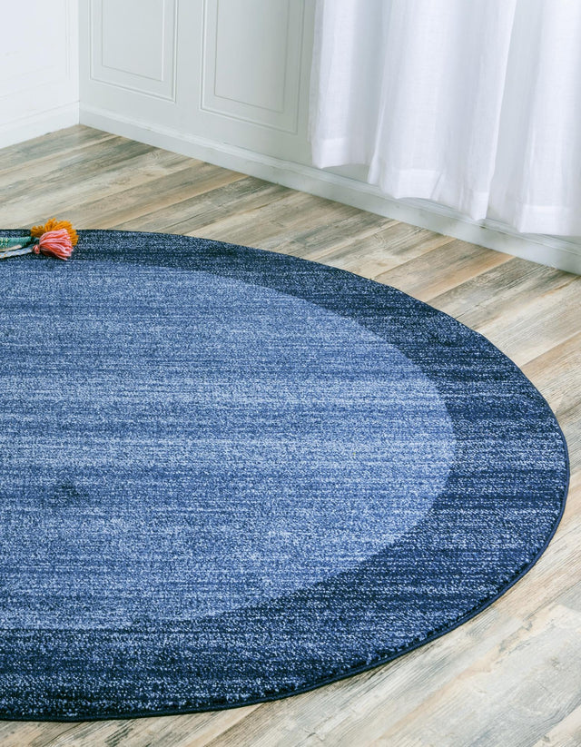 Navy Blue 6' 1 x 6' 1 Del Mar Round Area Rug 100% Polypropylene Easy Clean Stain Resistant Vivid Modern Carpet Mat for Home Decor Interior Designing for Sale at Rug Engine
