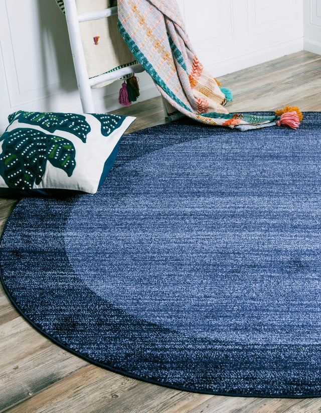 Navy Blue 6' 1 x 6' 1 Del Mar Round Area Rug 100% Polypropylene Easy Clean Stain Resistant Vivid Modern Carpet Mat for Home Decor Interior Designing for Sale at Rug Engine