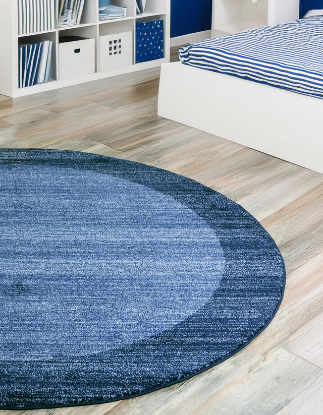 Navy Blue 6' 1 x 6' 1 Del Mar Round Area Rug 100% Polypropylene Easy Clean Stain Resistant Vivid Modern Carpet Mat for Home Decor Interior Designing for Sale at Rug Engine