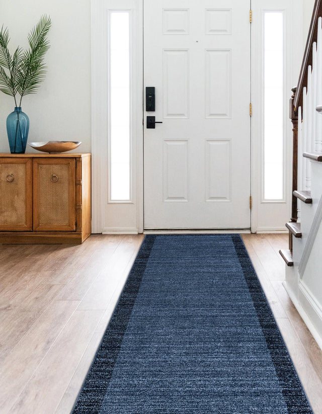 Navy Blue 2' 7 x 10' Del Mar Runner Area Rug 100% Polypropylene Easy Clean Stain Resistant Vivid Modern Carpet Mat for Home Decor Interior Designing for Sale at Rug Engine