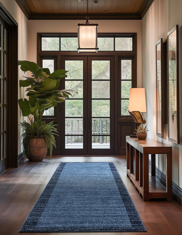 Navy Blue 2' 7 x 10' Del Mar Runner Area Rug 100% Polypropylene Easy Clean Stain Resistant Vivid Modern Carpet Mat for Home Decor Interior Designing for Sale at Rug Engine