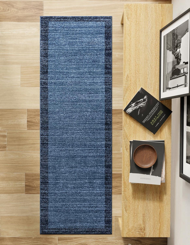Navy Blue 2' x 6' 1 Del Mar Runner Area Rug 100% Polypropylene Easy Clean Stain Resistant Vivid Modern Carpet Mat for Home Decor Interior Designing for Sale at Rug Engine
