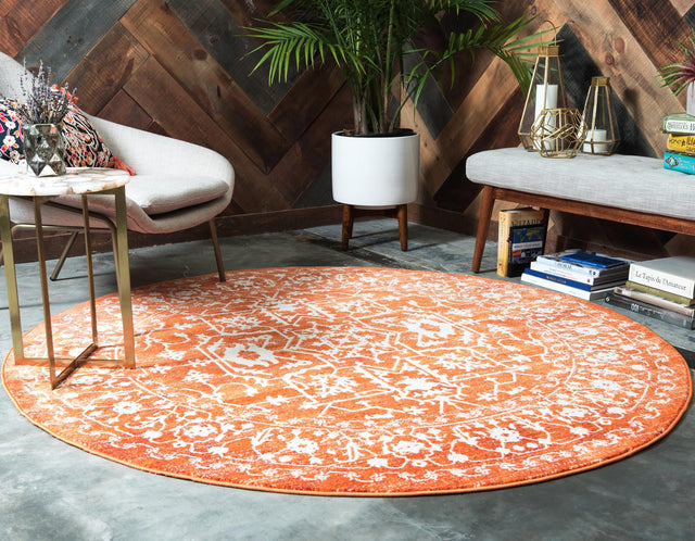 Terracotta 5' 3 x 5' 3 New Classical Round Area Rug 70% Polypropylene & 30% Polyester Traditional Vintage Distressed Carpet for Interior Design Home Decor for Sale at Rug Engine