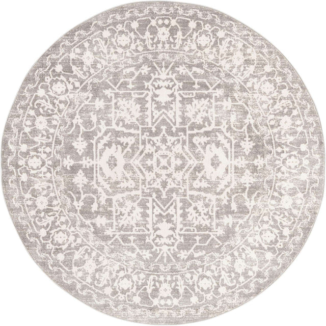 Light Gray 6' 1 x 6' 1 New Classical Round Area Rug 70% Polypropylene & 30% Polyester Traditional Vintage Distressed Carpet for Interior Design Home Decor for Sale at Rug Engine