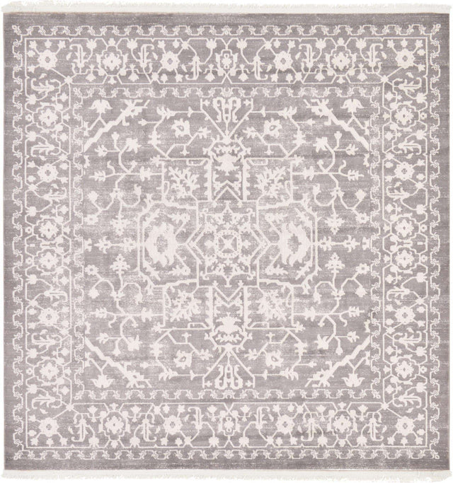 Light Gray 8' x 8' New Classical Square Area Rug 70% Polypropylene & 30% Polyester Traditional Vintage Distressed Carpet for Interior Design Home Decor for Sale at Rug Engine