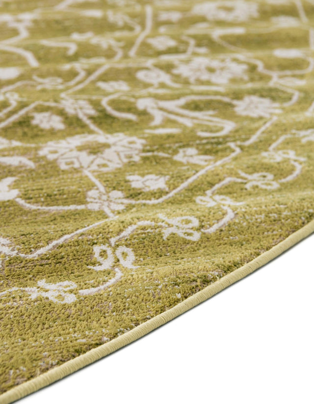 Light Green 8' x 8' New Classical Round Area Rug 70% Polypropylene & 30% Polyester Traditional Vintage Distressed Carpet for Interior Design Home Decor for Sale at Rug Engine