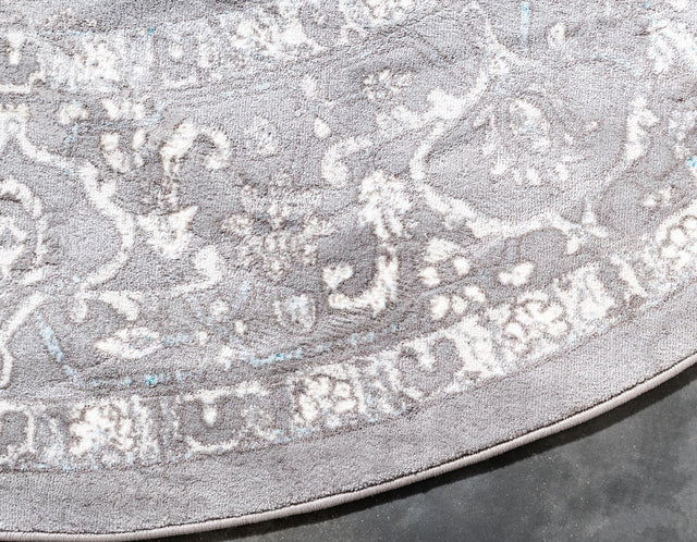 Light Gray 4' 1 x 4' 1 New Classical Round Area Rug 70% Polypropylene & 30% Polyester Traditional Vintage Distressed Carpet for Interior Design Home Decor for Sale at Rug Engine