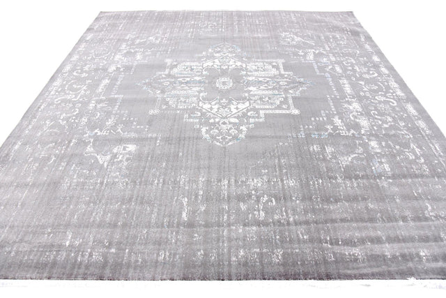 Light Gray 8' x 8' New Classical Square Area Rug 70% Polypropylene & 30% Polyester Traditional Vintage Distressed Carpet for Interior Design Home Decor for Sale at Rug Engine