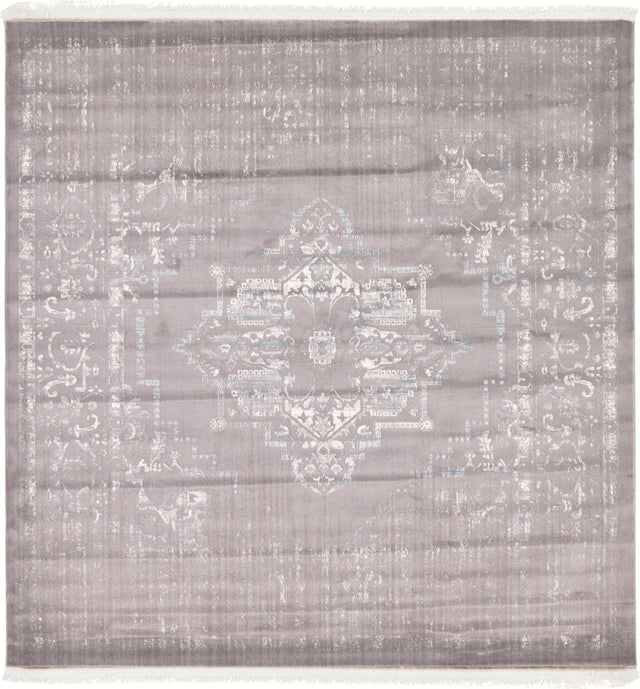 Light Gray 8' x 8' New Classical Square Area Rug 70% Polypropylene & 30% Polyester Traditional Vintage Distressed Carpet for Interior Design Home Decor for Sale at Rug Engine
