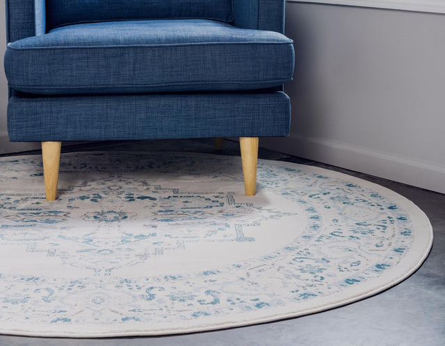 Beige 4' 1 x 4' 1 New Classical Round Area Rug 70% Polypropylene & 30% Polyester Traditional Vintage Distressed Carpet for Interior Design Home Decor for Sale at Rug Engine