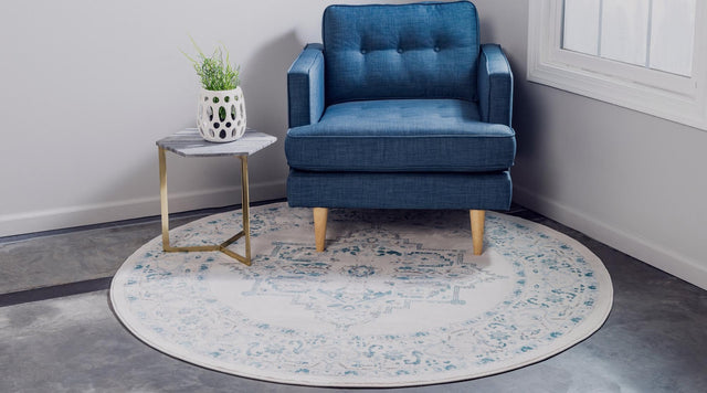 Beige 4' 1 x 4' 1 New Classical Round Area Rug 70% Polypropylene & 30% Polyester Traditional Vintage Distressed Carpet for Interior Design Home Decor for Sale at Rug Engine