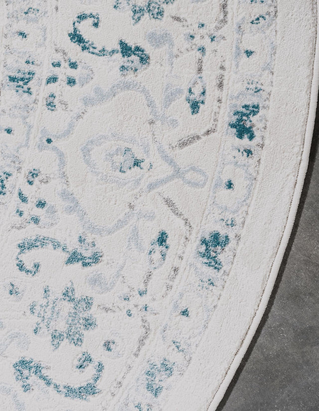 Beige 4' 1 x 4' 1 New Classical Round Area Rug 70% Polypropylene & 30% Polyester Traditional Vintage Distressed Carpet for Interior Design Home Decor for Sale at Rug Engine