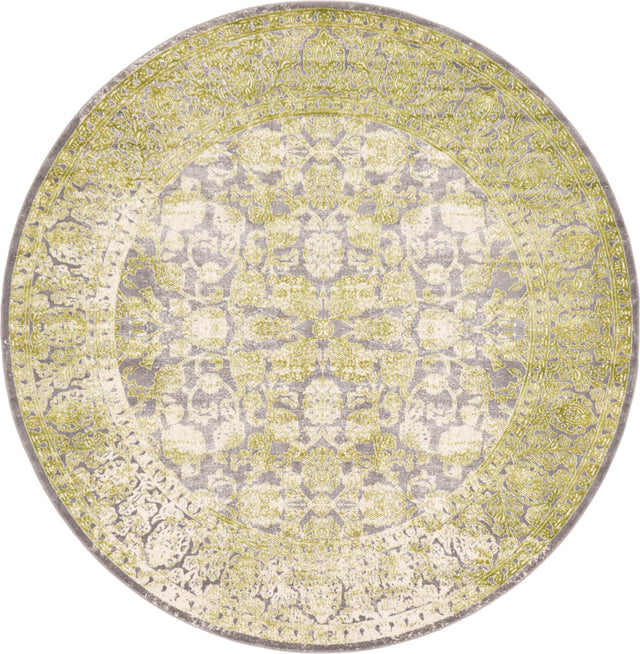 Light Green 8' x 8' New Classical Round Area Rug 70% Polypropylene & 30% Polyester Traditional Vintage Distressed Carpet for Interior Design Home Decor for Sale at Rug Engine