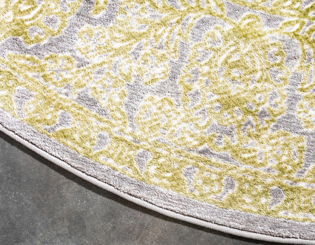Light Green 8' x 8' New Classical Round Area Rug 70% Polypropylene & 30% Polyester Traditional Vintage Distressed Carpet for Interior Design Home Decor for Sale at Rug Engine