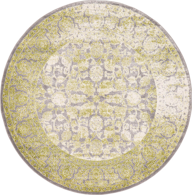 Light Green 6' 1 x 6' 1 New Classical Round Area Rug 70% Polypropylene & 30% Polyester Traditional Vintage Distressed Carpet for Interior Design Home Decor for Sale at Rug Engine