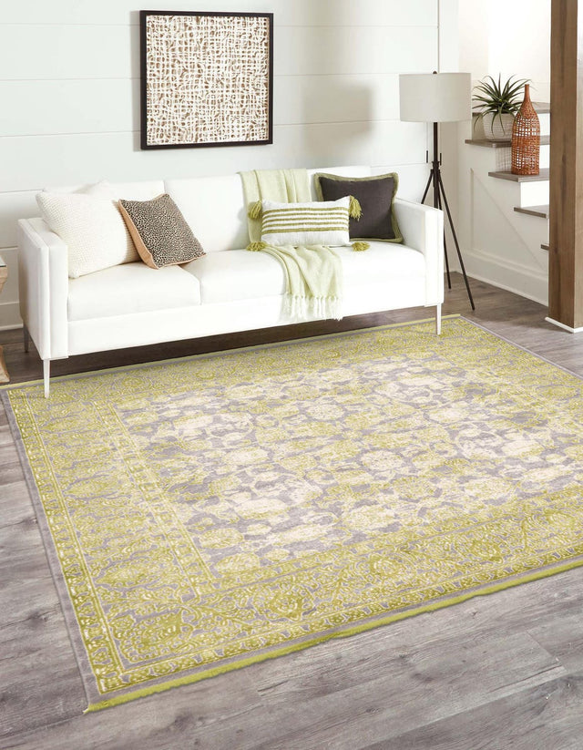Light Green 8' x 8' New Classical Square Area Rug 70% Polypropylene & 30% Polyester Traditional Vintage Distressed Carpet for Interior Design Home Decor for Sale at Rug Engine