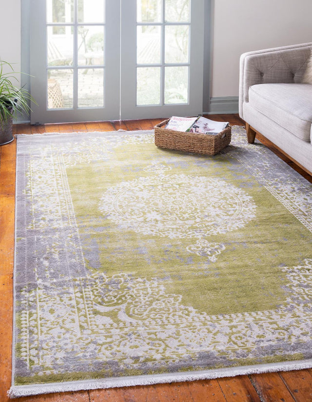 Light Green 8' x 10' New Classical Rectangle Area Rug 70% Polypropylene & 30% Polyester Traditional Vintage Distressed Carpet for Interior Design Home Decor for Sale at Rug Engine
