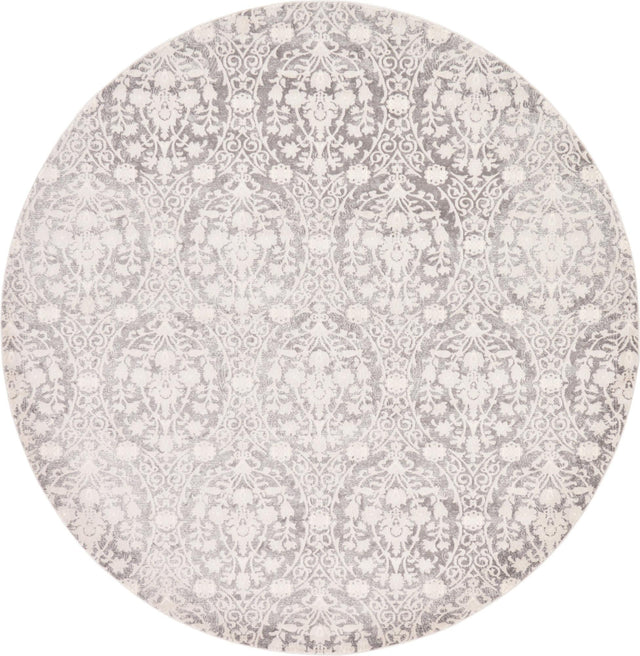 Light Gray 8' x 8' New Classical Round Area Rug 70% Polypropylene & 30% Polyester Traditional Vintage Distressed Carpet for Interior Design Home Decor for Sale at Rug Engine