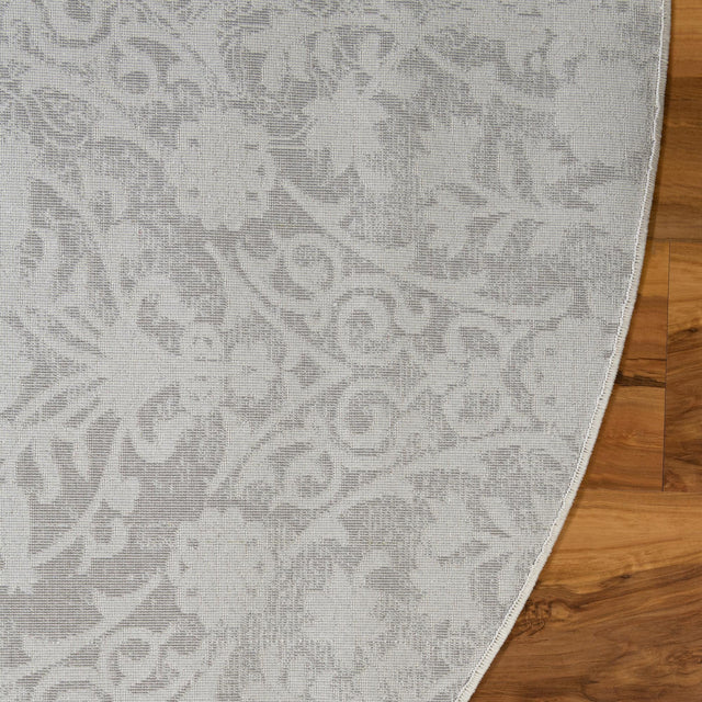 Light Gray 6' 1 x 6' 1 New Classical Round Area Rug 70% Polypropylene & 30% Polyester Traditional Vintage Distressed Carpet for Interior Design Home Decor for Sale at Rug Engine