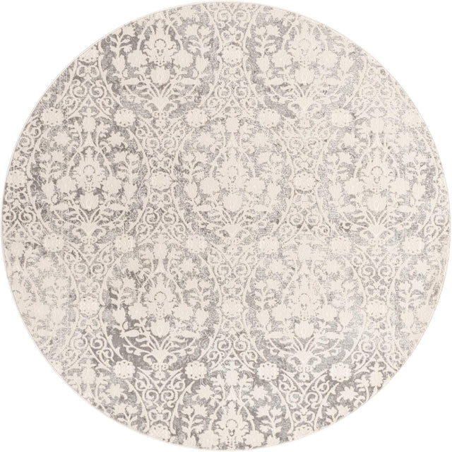 Light Gray 6' 1 x 6' 1 New Classical Round Area Rug 70% Polypropylene & 30% Polyester Traditional Vintage Distressed Carpet for Interior Design Home Decor for Sale at Rug Engine