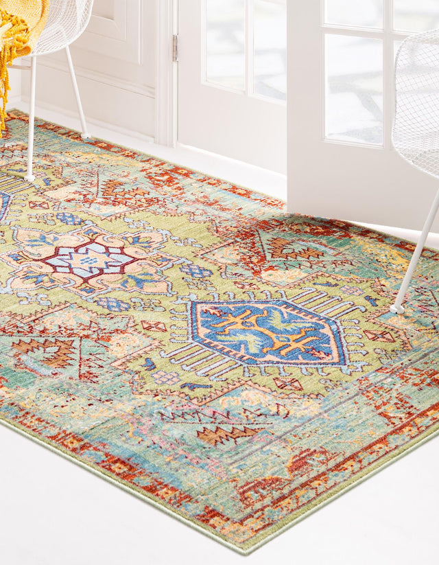 Light Green 5' 1 x 8' Austin Rectangle Area Rug 100% Polyester Durable Cotton Backing Living Dining Room Bedroom Office Vintage Decor Carpet for Sale at Rug Engine