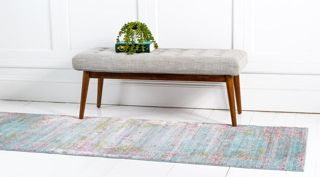 Blue 3' x 10' Austin Runner Area Rug 100% Polyester Durable Cotton Backing Living Dining Room Bedroom Office Vintage Decor Carpet for Sale at Rug Engine