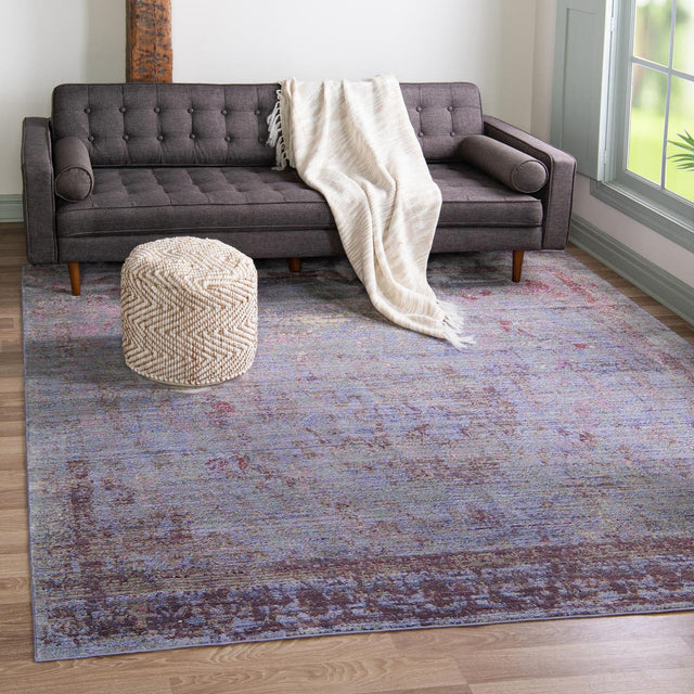 Violet 8' x 8' Austin Square Area Rug 100% Polyester Durable Cotton Backing Living Dining Room Bedroom Office Vintage Decor Carpet for Sale at Rug Engine