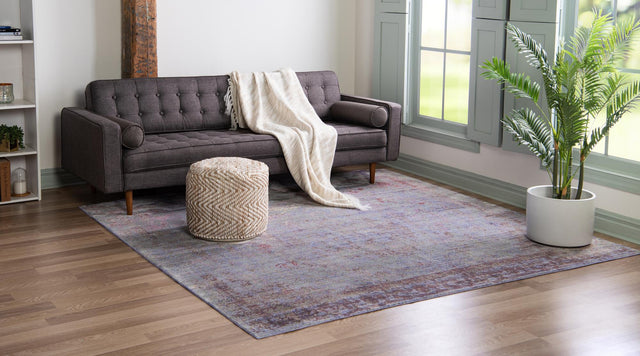 Violet 8' x 8' Austin Square Area Rug 100% Polyester Durable Cotton Backing Living Dining Room Bedroom Office Vintage Decor Carpet for Sale at Rug Engine