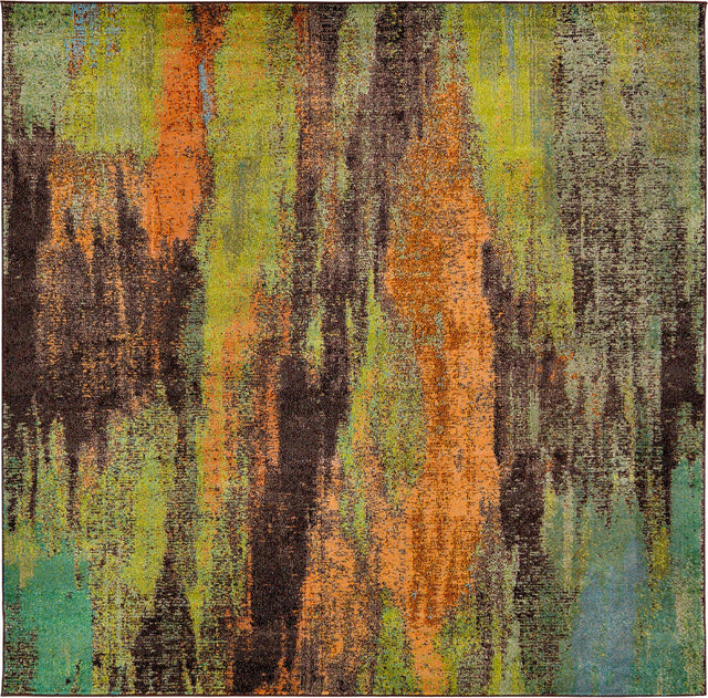 Multicolor 8' x 8' Jardin Square Area Rug 100% Polypropylene With Cotton Backing Colorful & Vivid Modern Carpet for Home Decor for Sale at Rug Engine