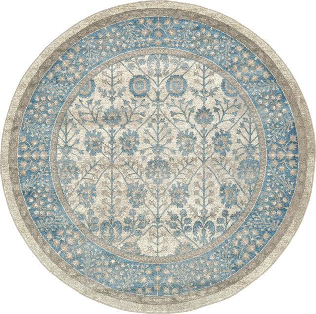 Cream 7' 3 x 7' 3 Salzburg Round Area Rug