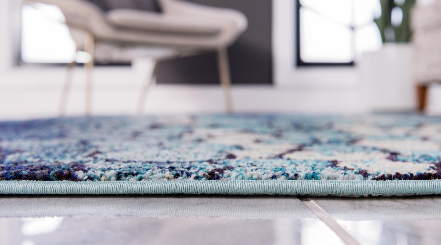 Blue 8' x 8' Estrella Round Area Rug 100% Polypropylene Non-Shedding Stain Resistant Carpet Colorful Modern Abstract Design Easy Clean for Home Decor for Sale at Rug Engine