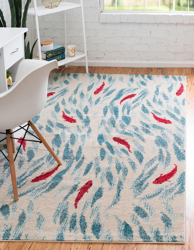 Beige 9' x 12' 2 Positano Rectangle Area Rug Coastal Marine Beach Design Carpet for Modern Living Rooms, Dining, Bedroom, Office for Sale at Rug Engine