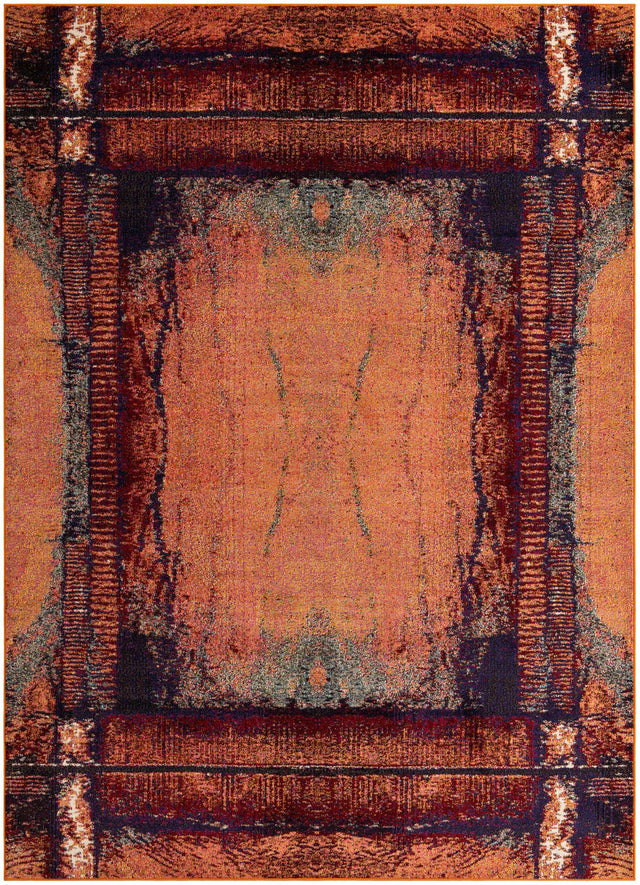 Orange 8' x 11' Estrella Rectangle Area Rug 100% Polypropylene Non-Shedding Stain Resistant Carpet Colorful Modern Abstract Design Easy Clean for Home Decor for Sale at Rug Engine