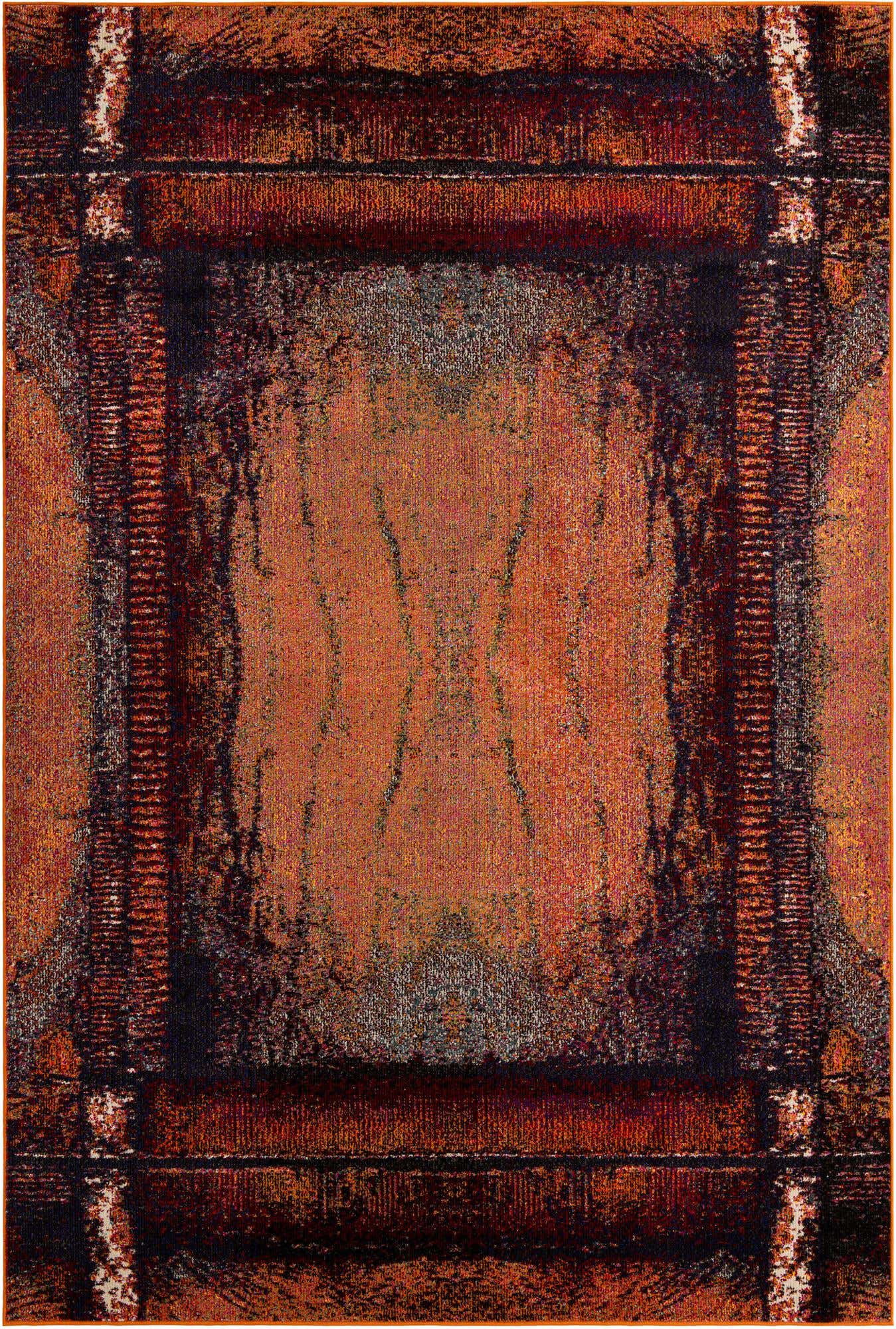 Orange 7' 1 x 10' Estrella Rectangle Area Rug 100% Polypropylene Non-Shedding Stain Resistant Carpet Colorful Modern Abstract Design Easy Clean for Home Decor for Sale at Rug Engine