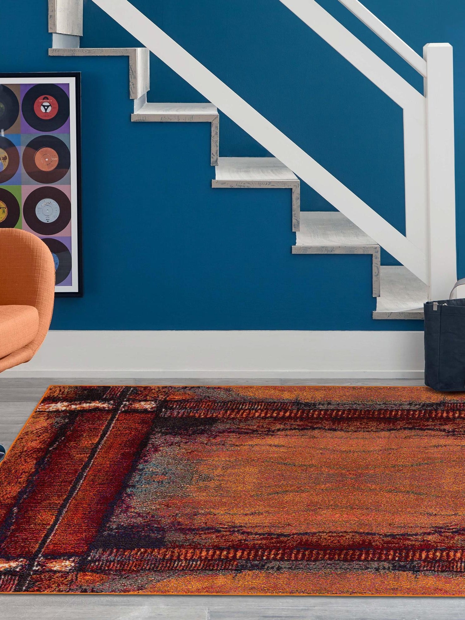 Orange 3' 3 x 5' 3 Estrella Rectangle Area Rug 100% Polypropylene Non-Shedding Stain Resistant Carpet Colorful Modern Abstract Design Easy Clean for Home Decor for Sale at Rug Engine