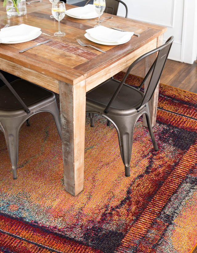 Orange 10' x 13' 1 Estrella Rectangle Area Rug 100% Polypropylene Non-Shedding Stain Resistant Carpet Colorful Modern Abstract Design Easy Clean for Home Decor for Sale at Rug Engine