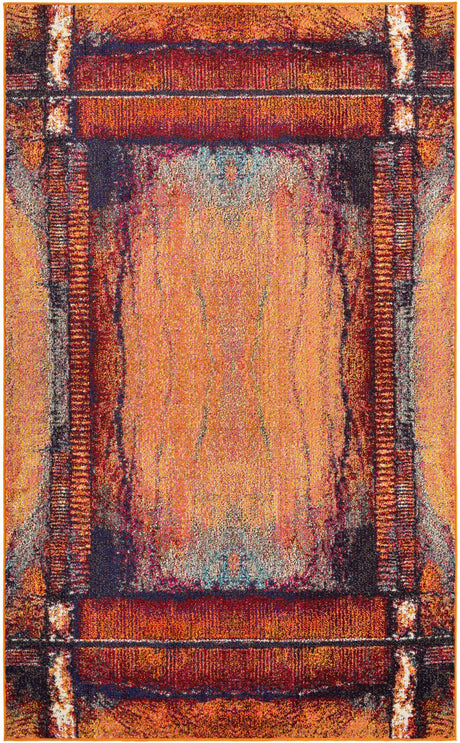 Orange 5' 1 x 8' Estrella Rectangle Area Rug 100% Polypropylene Non-Shedding Stain Resistant Carpet Colorful Modern Abstract Design Easy Clean for Home Decor for Sale at Rug Engine