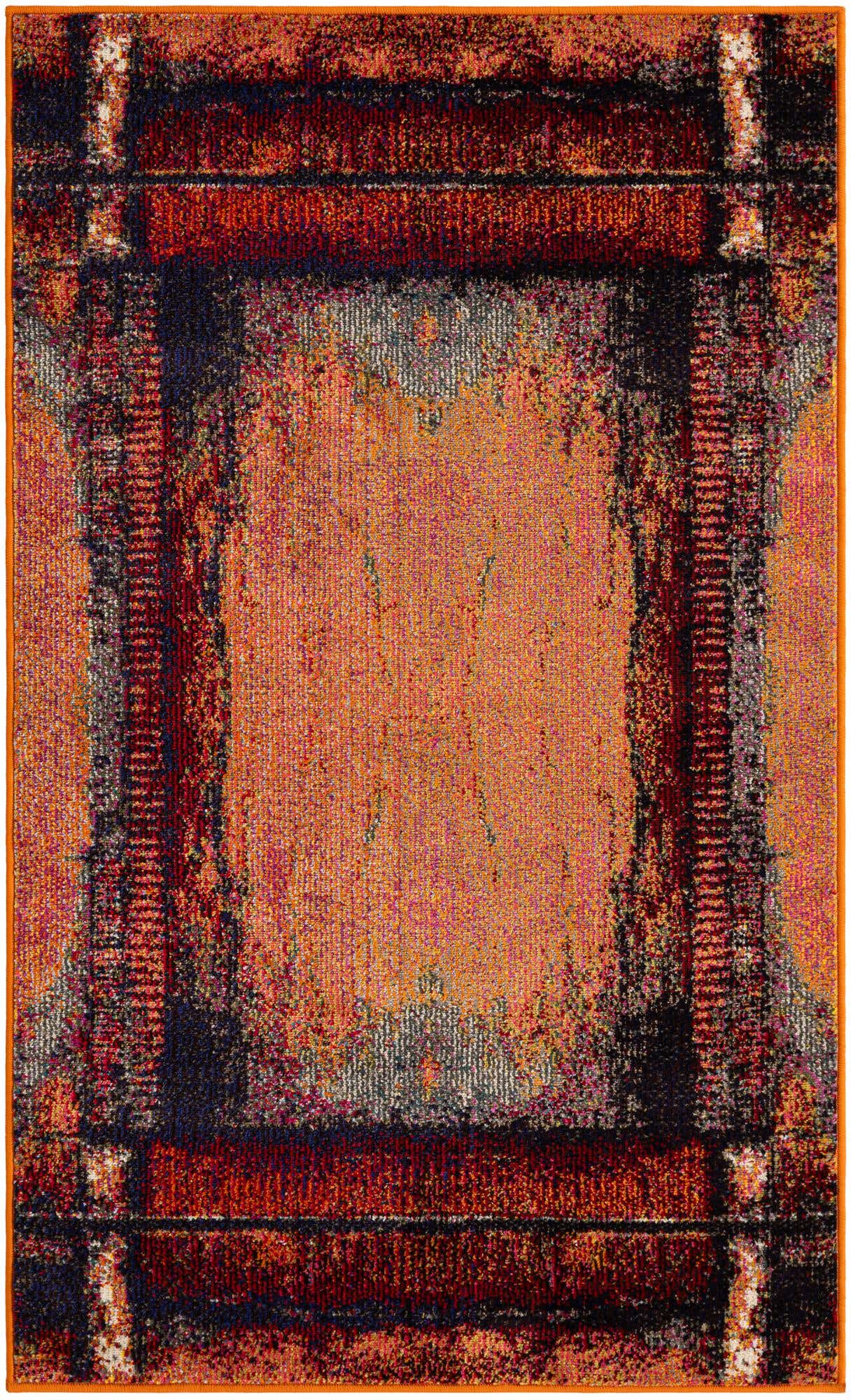 Orange 3' 3 x 5' 3 Estrella Rectangle Area Rug 100% Polypropylene Non-Shedding Stain Resistant Carpet Colorful Modern Abstract Design Easy Clean for Home Decor for Sale at Rug Engine