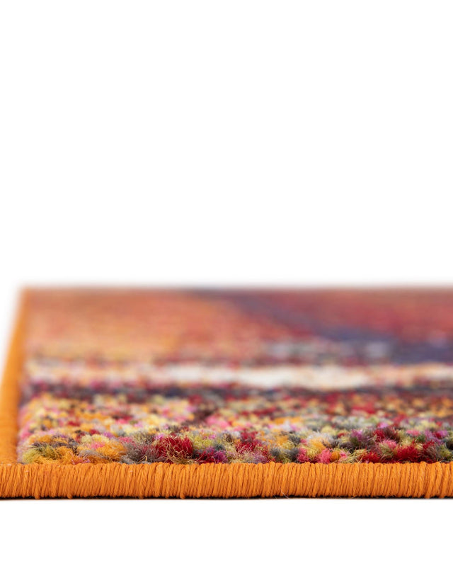 Orange 2' 7 x 12' Estrella Runner Area Rug 100% Polypropylene Non-Shedding Stain Resistant Carpet Colorful Modern Abstract Design Easy Clean for Home Decor for Sale at Rug Engine