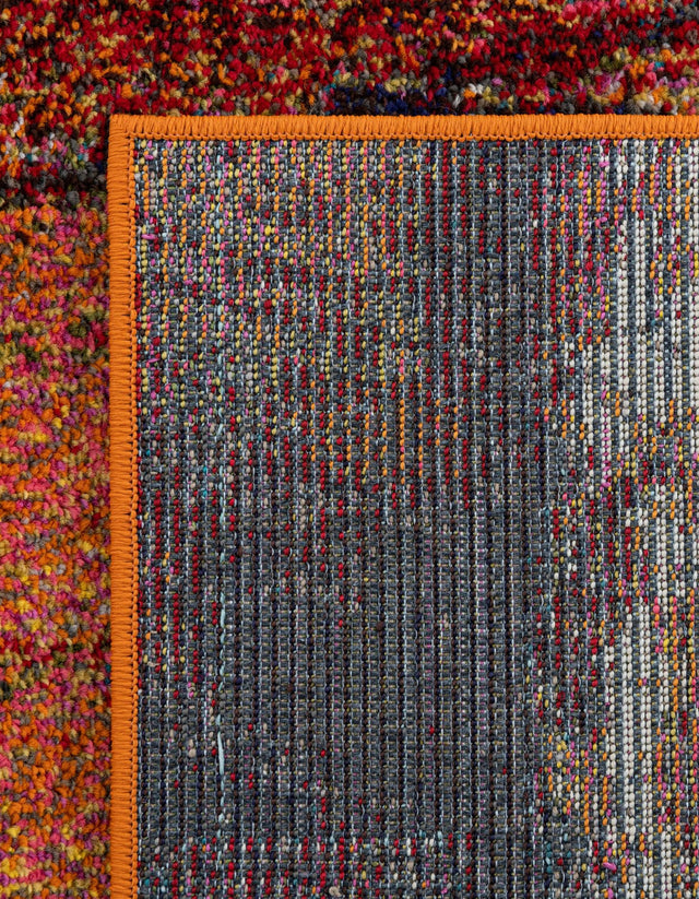 Orange 2' 7 x 12' Estrella Runner Area Rug 100% Polypropylene Non-Shedding Stain Resistant Carpet Colorful Modern Abstract Design Easy Clean for Home Decor for Sale at Rug Engine