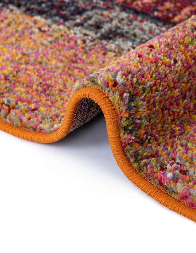 Orange 2' 7 x 12' Estrella Runner Area Rug 100% Polypropylene Non-Shedding Stain Resistant Carpet Colorful Modern Abstract Design Easy Clean for Home Decor for Sale at Rug Engine